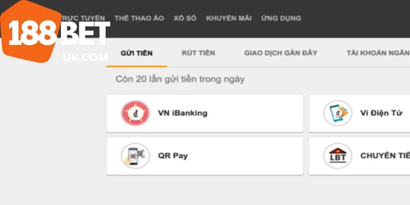 Có rất nhiều phương thức thanh toán trong 188BET